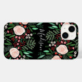 Vrouwelijk Zwart Botanisch Flora Rozen Case-Mate iPhone Case (Achterkant (horizontaal))