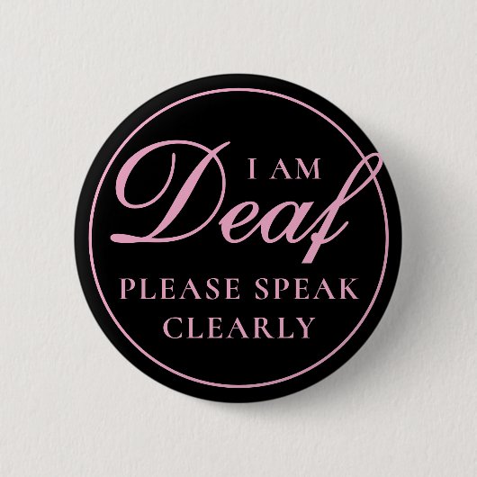 Vrouwelijk zwart roze script spreekt duidelijk doo ronde button 5,7 cm (Voorkant)