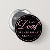 Vrouwelijk zwart roze script spreekt duidelijk doo ronde button 5,7 cm (Voorkant /achterkant)