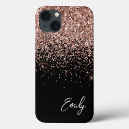 Vrouwelijk Zwarte Roze Roze Roos Gouden Glitter Mo Case-Mate iPhone Case