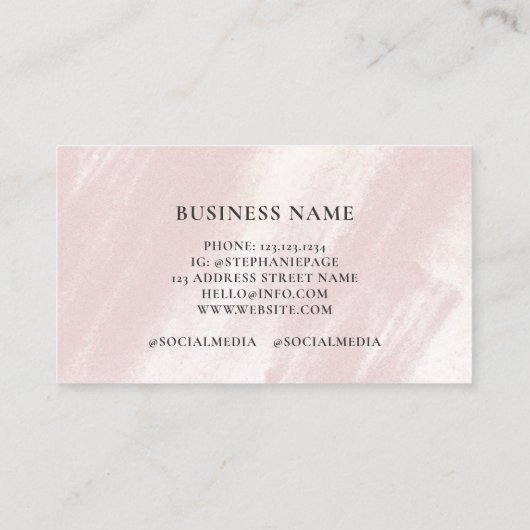 Vrouwelijke Abstracte Blush Pink Beauty Boho Contactkaartje (Achterkant)