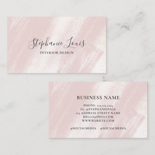Vrouwelijke Abstracte Blush Pink Beauty Boho Contactkaartje (Voorkant / Achterkant)