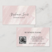 Vrouwelijke Abstracte Blush Roze Beauty Boho QR Co Contactkaartje (Voorkant / Achterkant)