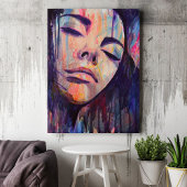 Vrouwelijke Abstracte Paarse vrouw krabbel Art Pri Poster