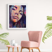 Vrouwelijke Abstracte Paarse vrouw krabbel Art Pri Poster