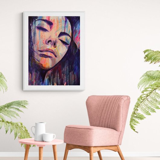 Vrouwelijke Abstracte Paarse vrouw krabbel Art Pri Poster