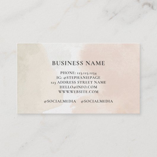 Vrouwelijke Abstracte Waterverf Paint splotches Bo Contactkaartje (Achterkant)