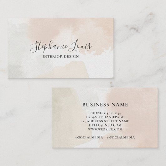 Vrouwelijke Abstracte Waterverf Paint splotches Bo Contactkaartje (Voorkant / Achterkant)