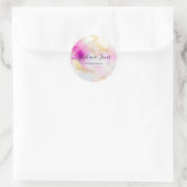 Vrouwelijke Abstracte Waterverf Roze Goud Elegant Ronde Sticker (Tas)