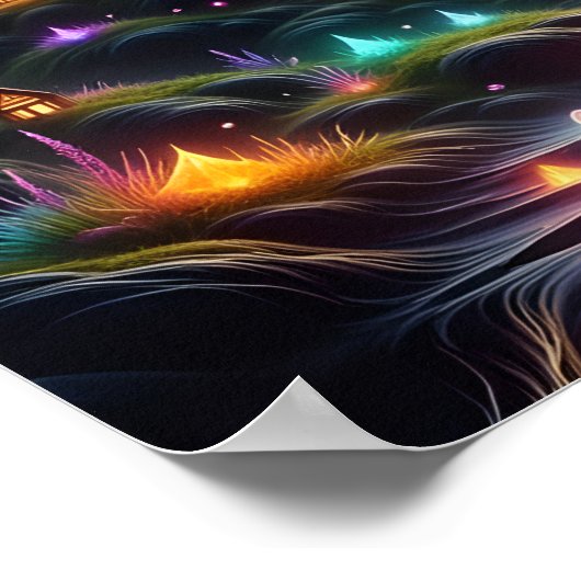 Vrouwelijke Alien wandelt door twinkelende buitena Poster (Hoek)