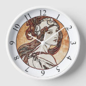  vrouwelijke Alphonse Mucha Clock (Voorkant)