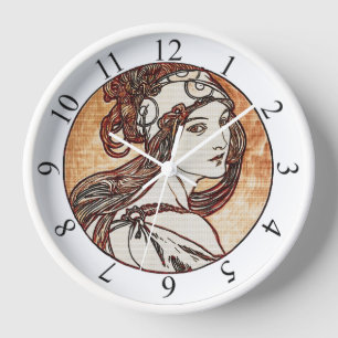  vrouwelijke Alphonse Mucha Clock