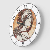  vrouwelijke Alphonse Mucha Clock Grote Klok (Hoek)