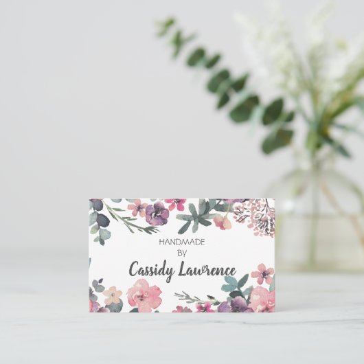 Vrouwelijke aquarel Bloemen Handgemaakt Visitekaartje (Staand voorkant)