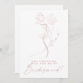 Vrouwelijke Art Blush Roze Bloem Bruidsmeisje Voor Kaart (Voorkant / Achterkant)