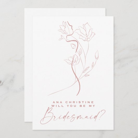 Vrouwelijke Art Blush Roze Bloem Bruidsmeisje Voor Kaart (Voorkant / Achterkant)