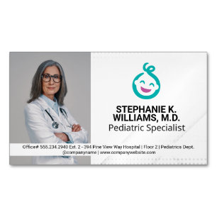 vrouwelijke arts Pediatrie Baby Logo Magnetisch Visitekaartje