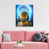 vrouwelijke astronaut en maan canvas afdruk (Insitu (Woonkamer))