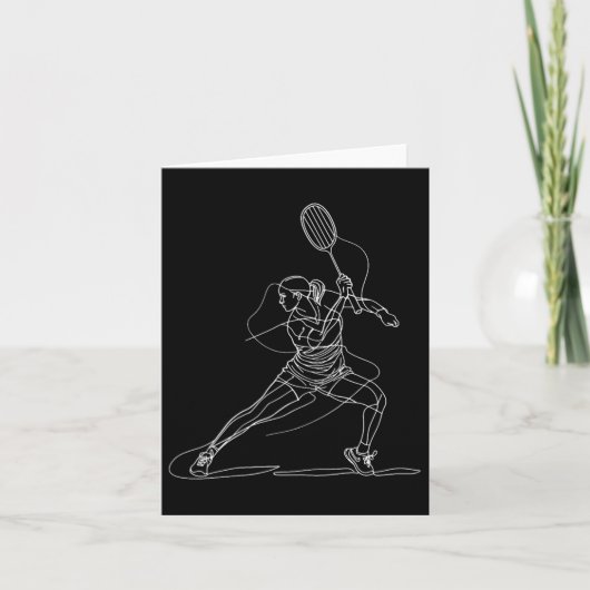 Vrouwelijke badmintonspeler tekent shuttle game vo kaart (Voorkant)