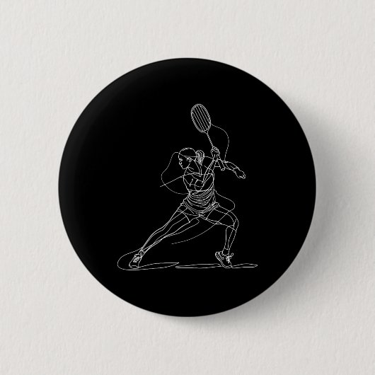 Vrouwelijke badmintonspeler tekent shuttle game vo ronde button 5,7 cm (Voorkant)