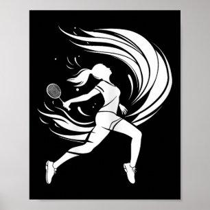 Vrouwelijke badmintonspeler tekent shuttle poster