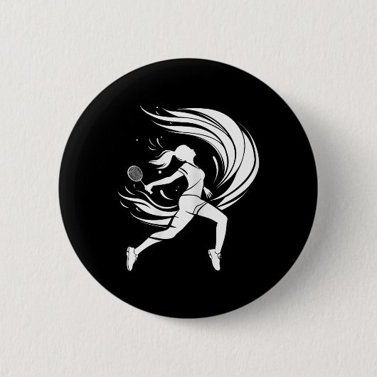 Vrouwelijke badmintonspeler tekent shuttle ronde button 5,7 cm (Voorkant)