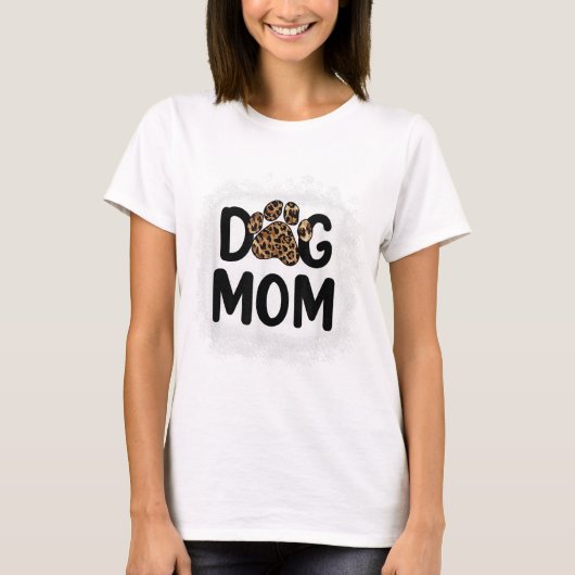 Vrouwelijke blaasjeshond Dog mama Paw Leopard T-shirt (Voorkant)