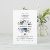 Vrouwelijke blauwe bloemen viering van het leven | kaart (Staand voorkant)