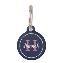 Vrouwelijke blauwe en roze script monogram naam