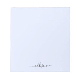 Vrouwelijke Blauwe Monogram Moderne Script Geperso Notitieblok
