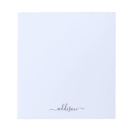 Vrouwelijke Blauwe Monogram Moderne Script Geperso Notitieblok (Voorkant)
