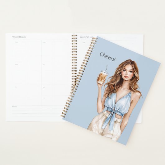 Vrouwelijke Blauwe Top Cheers Drank Planner (Display)