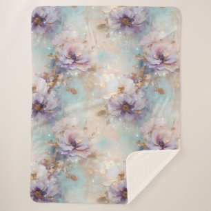 Vrouwelijke Blauwe Witte Lavendel Bloemen Sherpa Deken
