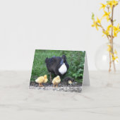 Vrouwelijke Blauwe Zweedse Eend met Eendjes Kaart (Gele Bloem)