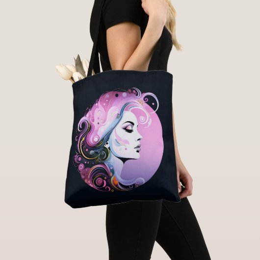 "Vrouwelijke bloei" Schoonheid van vrouwen Tote Bag (Dichtbij)