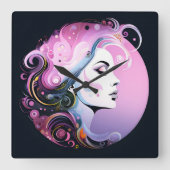 "Vrouwelijke bloei" Schoonheid van vrouwen Vierkante Klok (Voorkant)