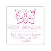 Vrouwelijke bloeiende vlinder retouradres  zelfinktende stempel (Design)