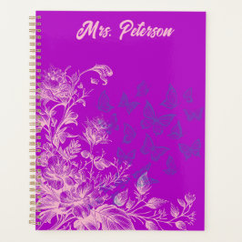 Vrouwelijke bloem vlinder leraar vakantie cadeau planner