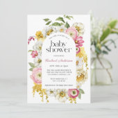 Vrouwelijke bloemboog meisje Baby shower Kaart (Staand voorkant)
