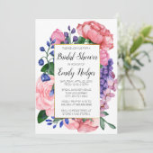 Vrouwelijke Bloemen Bruids Douche Uitnodiging (Staand voorkant)