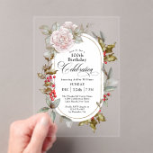 Vrouwelijke Bloemen December 100ste Verjaardagsfee Acryl Uitnodigingen (Insitu (Draagbaar))