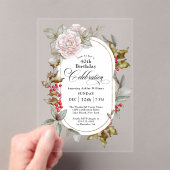 Vrouwelijke Bloemen December 40ste Verjaardag Vier Acryl Uitnodigingen (Insitu (Draagbaar))