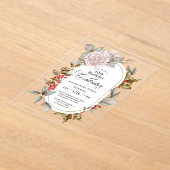 Vrouwelijke Bloemen December 50ste Verjaardag Vier Acryl Uitnodigingen (Laagn)