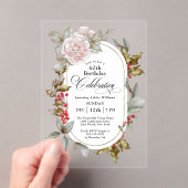 Vrouwelijke Bloemen December 60ste Verjaardag Vier Acryl Uitnodigingen (Insitu (Draagbaar))