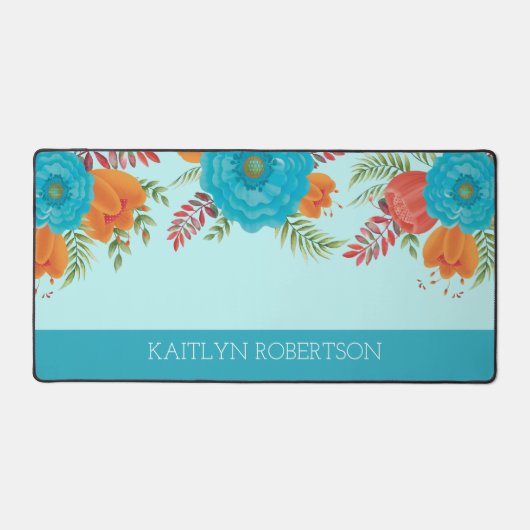 Vrouwelijke Bloemen Desk Mat Gepersonaliseerd (Voorkant)