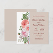 Vrouwelijke Bloemen & Diamant 30ste Verjaardag Kaart (Voorkant / Achterkant)