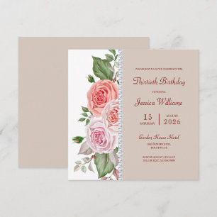 Vrouwelijke Bloemen & Diamant 30ste Verjaardag Kaart