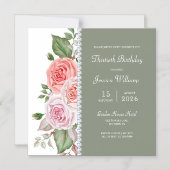 Vrouwelijke Bloemen & Diamant 30ste Verjaardag Magnetische Uitnodiging (Voorkant)