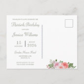 Vrouwelijke Bloemen & Diamant 30ste Verjaardag Uitnodiging Briefkaart (Achterkant)