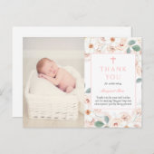 Vrouwelijke bloemen doop foto dank u kaart (Voorkant / Achterkant)